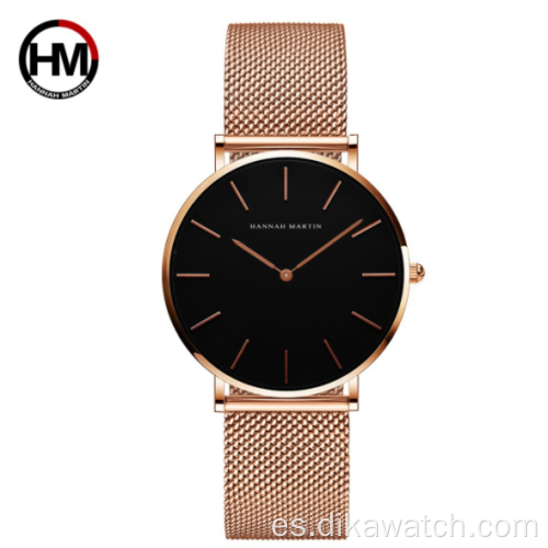 Hannah Martin CH36-W, reloj de mujer de alta calidad, malla de acero inoxidable, movimiento de cuarzo japonés, reloj impermeable para mujer